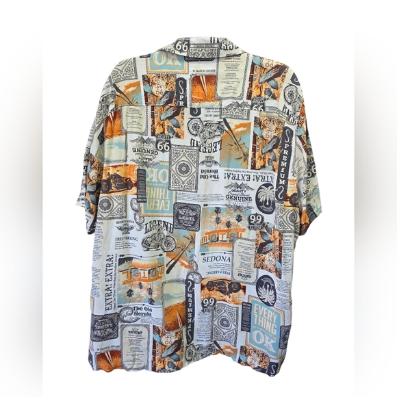 Route 66 Motorcycle Shirt XL Rayon Button Up Retro Americana Graphic Hawaiian - Picture 2 of 7